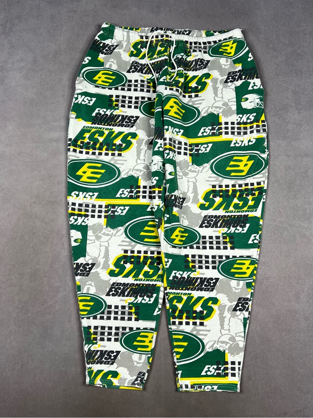 Vintage Edmonton Football Graphic Sweatpants - Green, Yellow & Gray